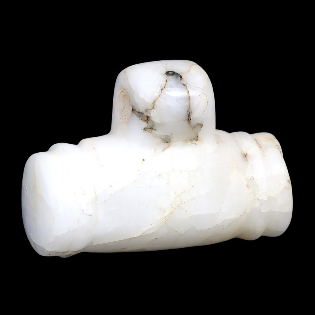 Medieval Period Silk Road Persian Marble Tubular Amulet Pendant, 9th-12th Century AD: This mid medieval period tubular amulet pendant from the Silk Road region of Persia dates back to the 9th to 12th centuries AD. Crafted from marble, this pendant served as a protective charm or amulet