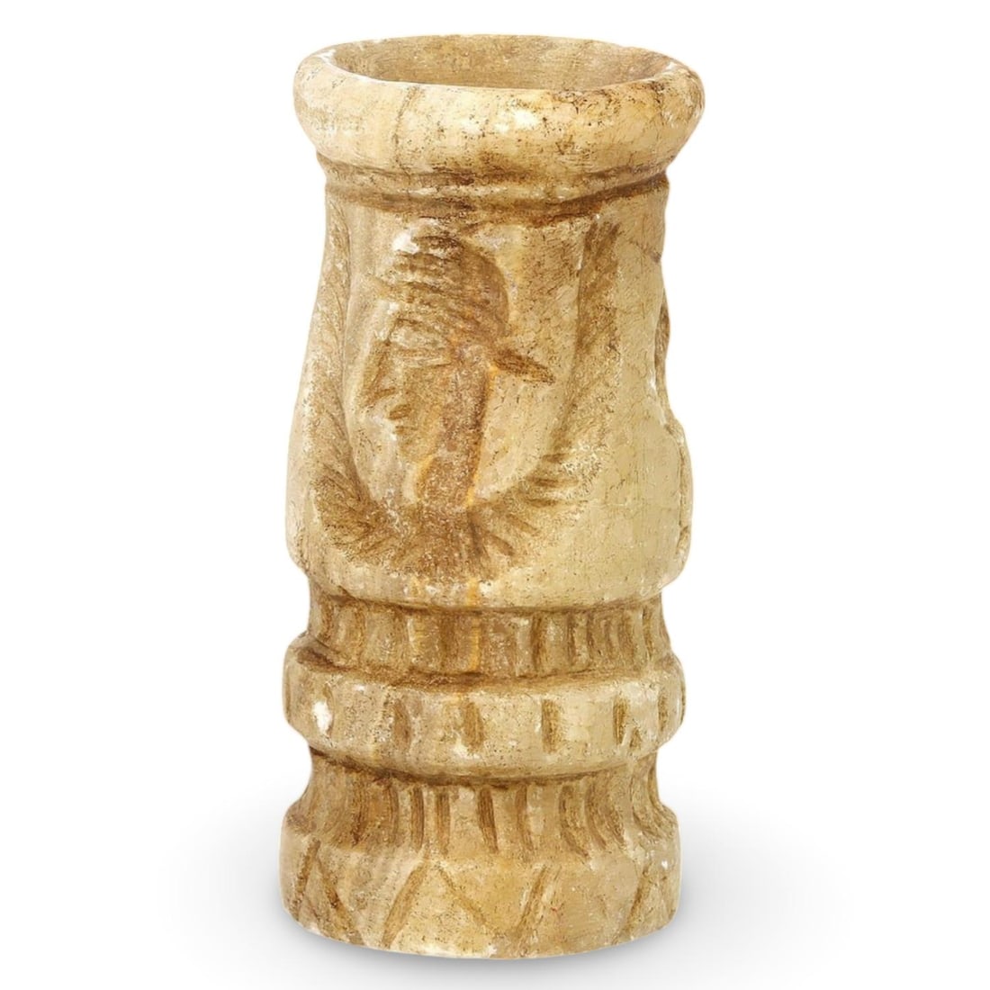Ancient Persian Cylinder Kohl Tube with Human Head and Winged Disc Motif, Achaemenid period (1 of 5)