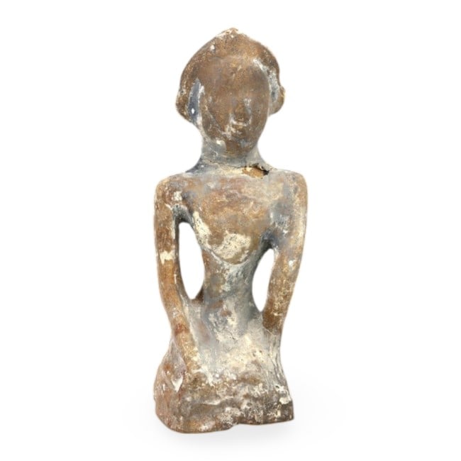 Ancient Far East Pottery Terracotta Figure of a Seated Girl, 7th - 8th Century (1 of 2)