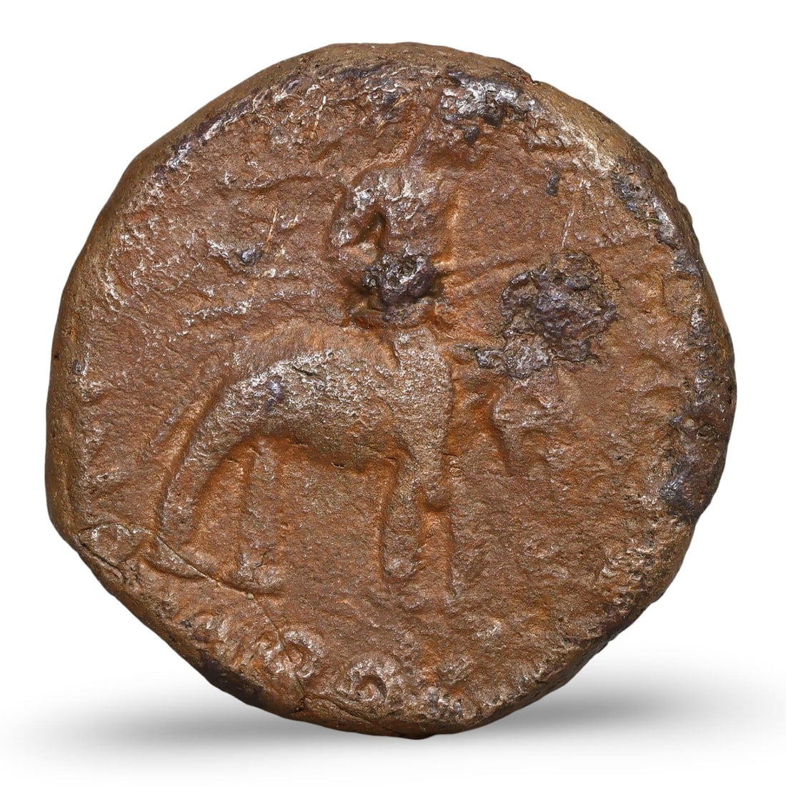 Ancient Kushan Dynasty Bronze Coin, 1st-5th Century AD 14.36g 23mm: This bronze coin from the Kushan Dynasty dates back to the 1st-5th century AD, representing a significant period in Central Asian history. Kushan coins from this era typically feature rulers' portrait