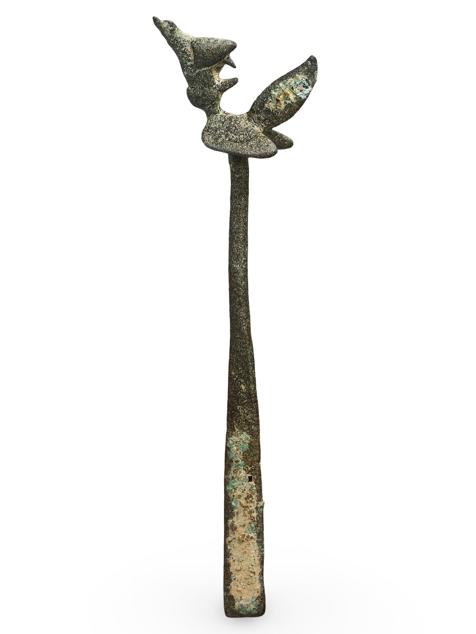 Late Medieval Tibeto-Burmese Bronze Medical Spoon Tool, 15th-17th Century: This bronze medical spoon tool dates back to the Late Medieval period, specifically from the 15th to 17th century, and originates from the Tibeto-Burmese region. Used in traditional medical practices,