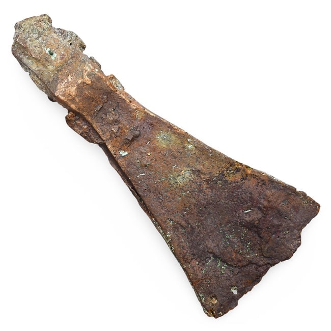Ancient Near East Luristan Bronze Axe Head, c. 1000-650 BC: This Ancient Luristan bronze axe head, dating from approximately 1000 to 650 BC, originates from the Luristan region of present-day Iran. Expertly cleaned, the axe head reveals intricate craftsmanship