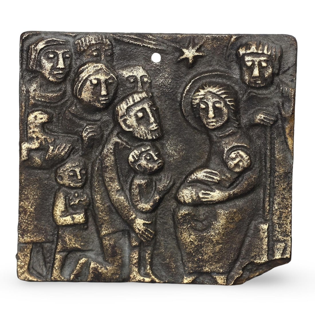 Post Medieval Bronze Plaque of the Virgin Mary with Infant Jesus, 18th-19th Century (1 of 2)