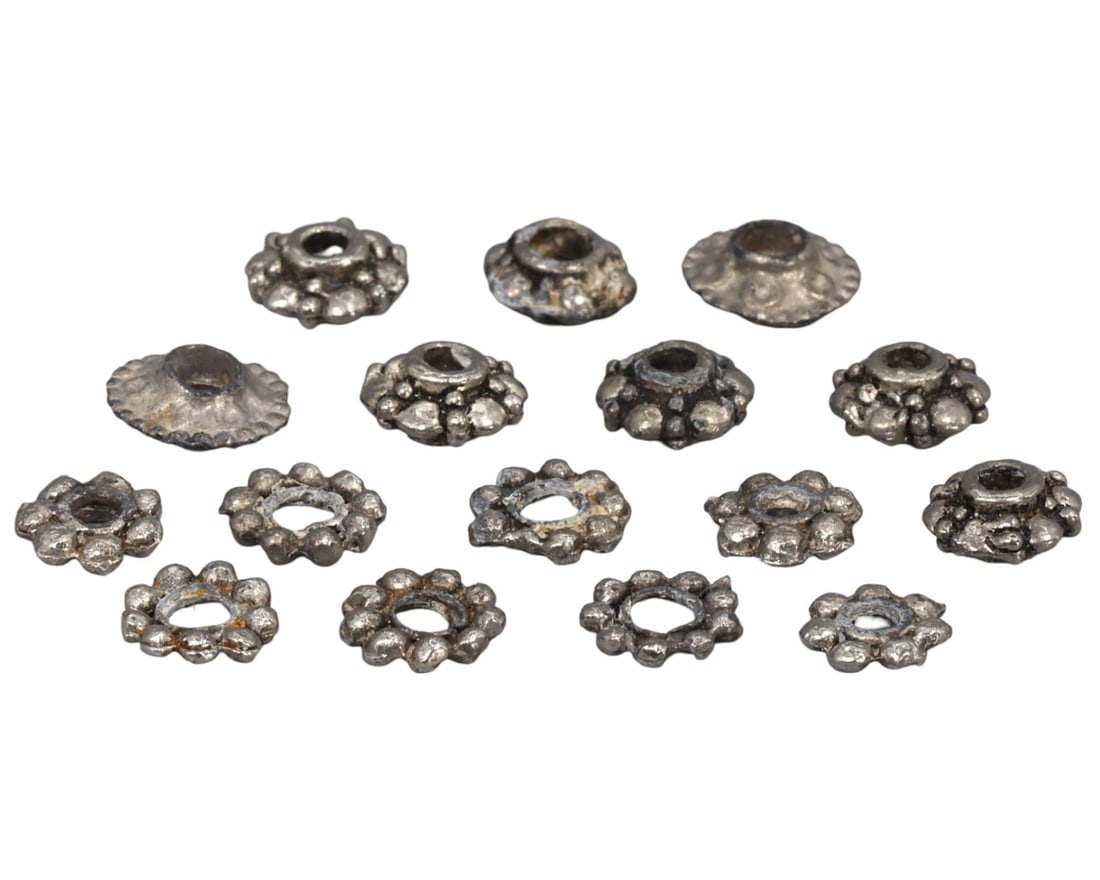 Lot of 16 Medieval Viking Period Ancient Silver Jewelry Bead, 10th-13th Century (1 of 1)