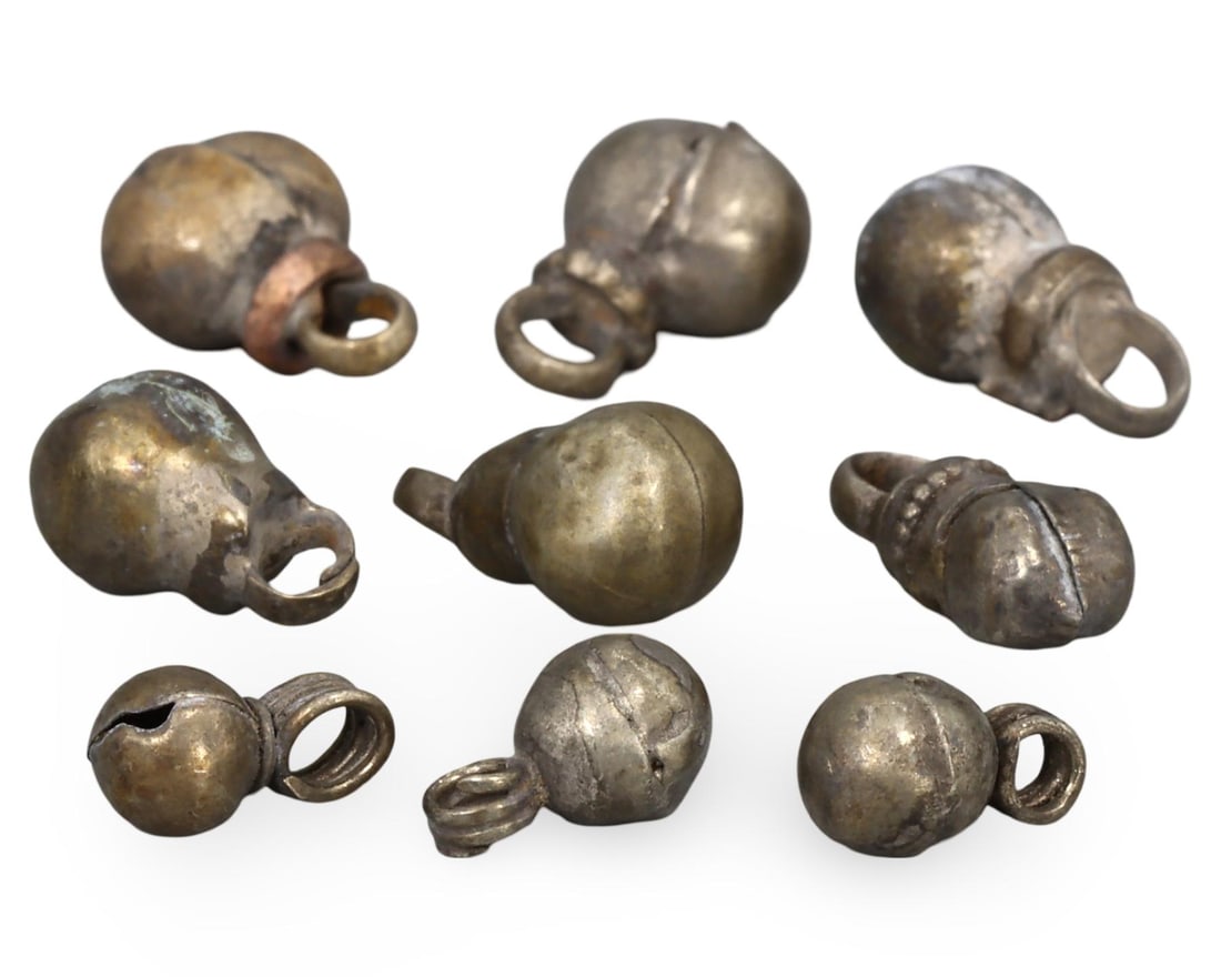 Lot of 9 Medieval Viking Period Ancient Silver Jewelry Bead, 10th-13th Century (1 of 1)