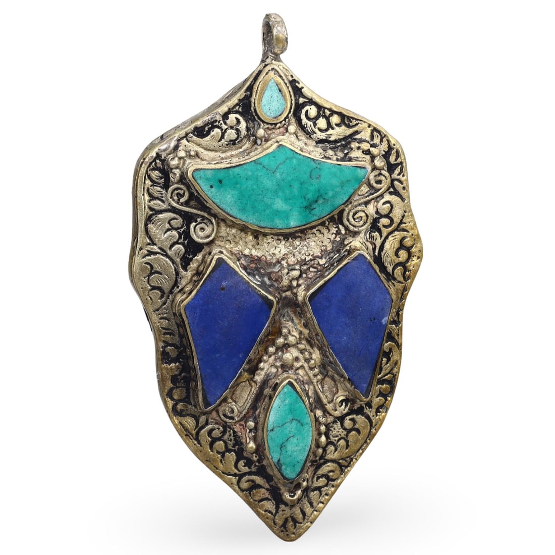 Post-Medieval Silver-Gilded Amulet Pendant, Central Asia, Tajikistan, 1880-1920 (1 of 2)