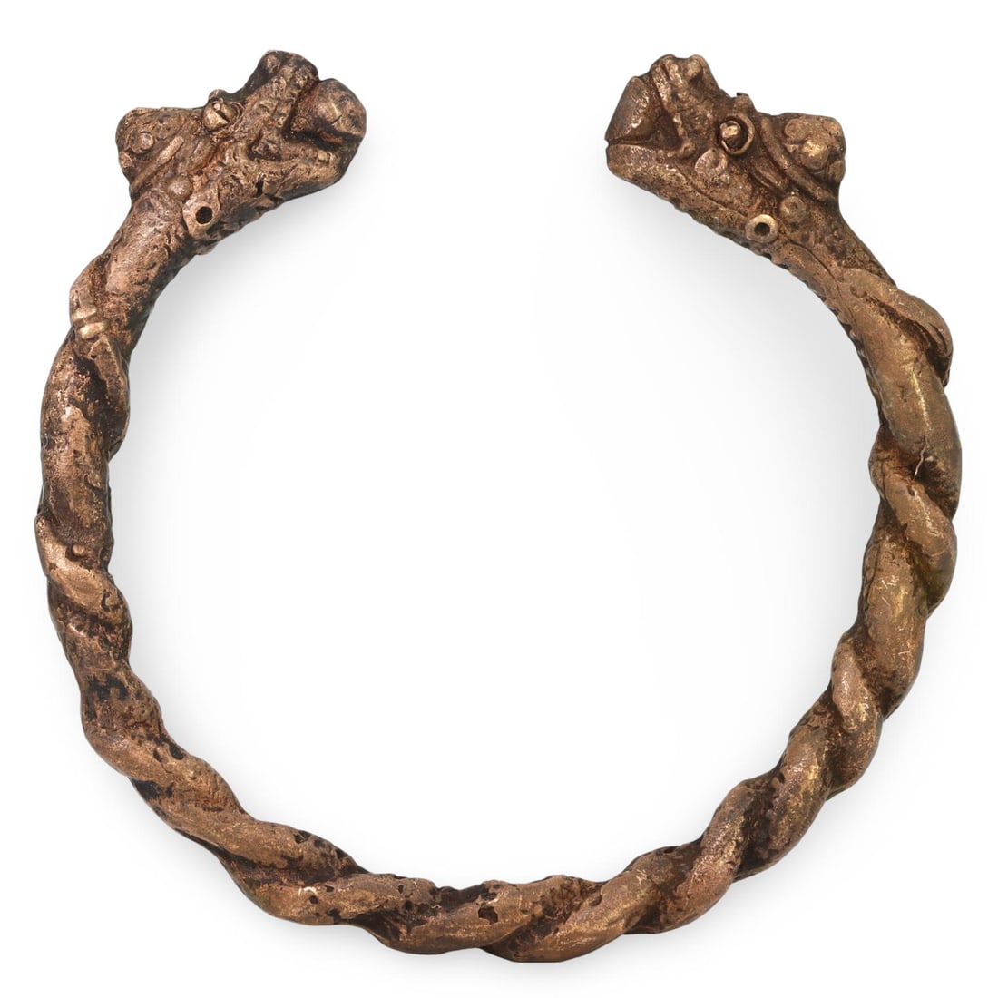 Late Medieval Bronze Bracelet with Dragon Heads Terminal, 15th-17th Century (1 of 4)