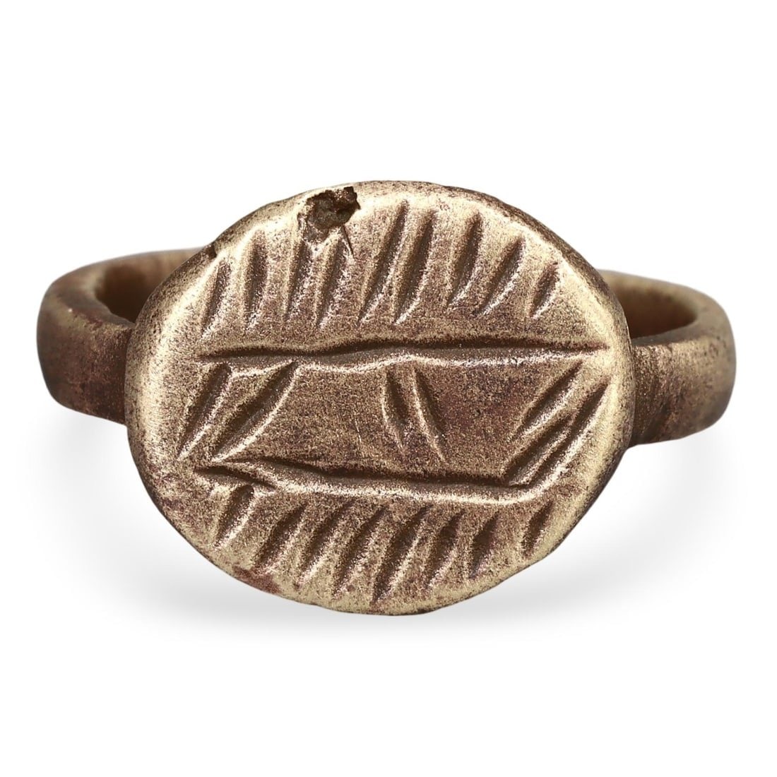 Authentic Ancient Medieval Viking / Celtic / Anglo-Saxon Bronze Signet Ring, 11th-13th Century (1 of 3)