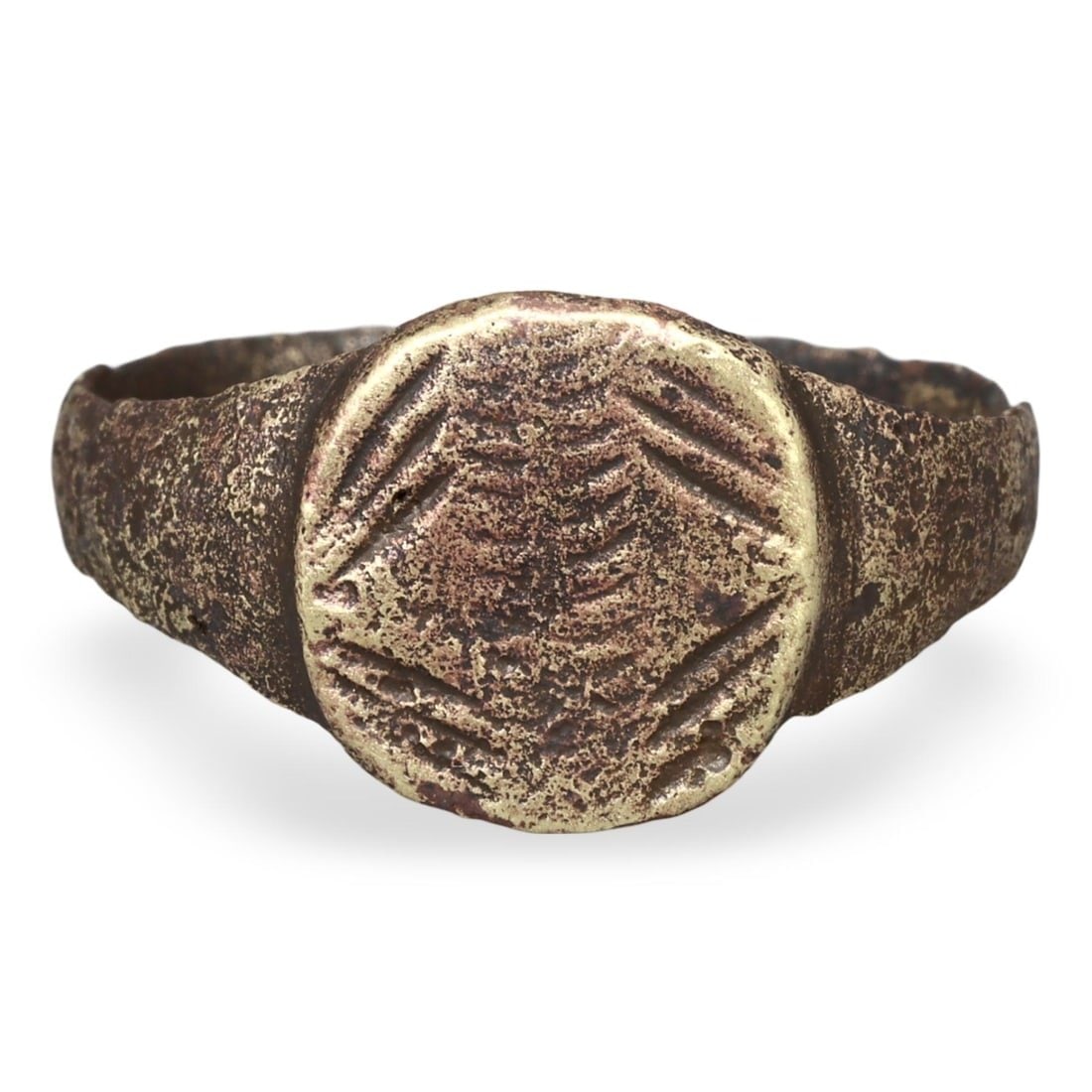 Authentic Ancient Medieval Viking / Celtic / Anglo-Saxon Bronze Signet Ring, 11th-13th Century (1 of 3)