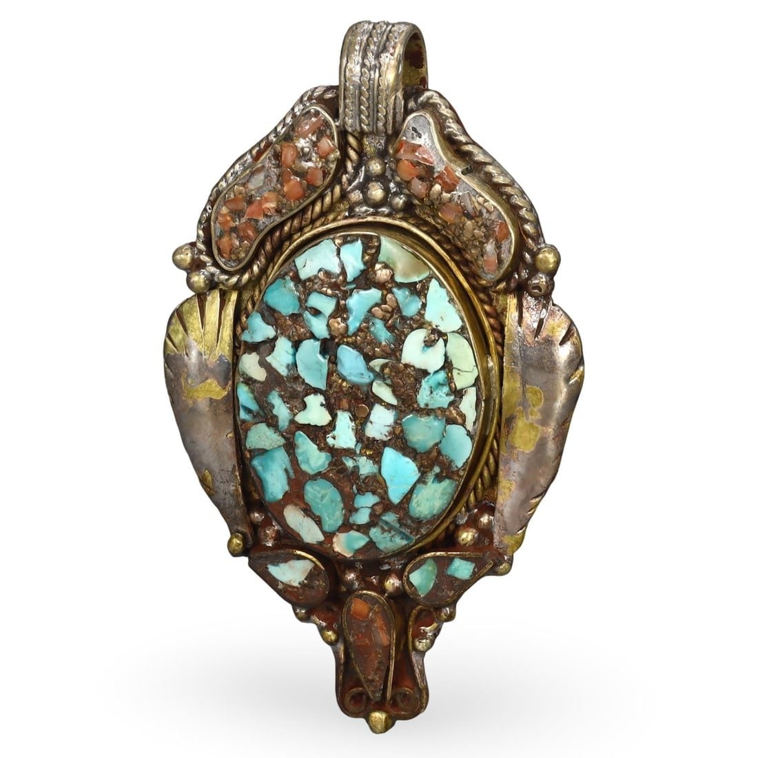 Post-Medieval Silver-Gilded Amulet Pendant, Central Asia, Tajikistan, 1880-1920 (1 of 2)