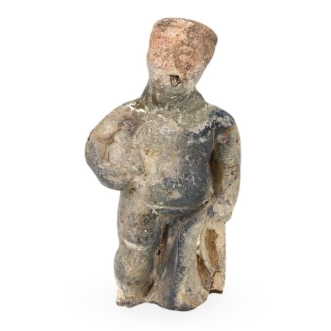 Ancient Far East Pottery Terracotta Figure of a Women Holding Pot, 7th - 8th century (1 of 2)