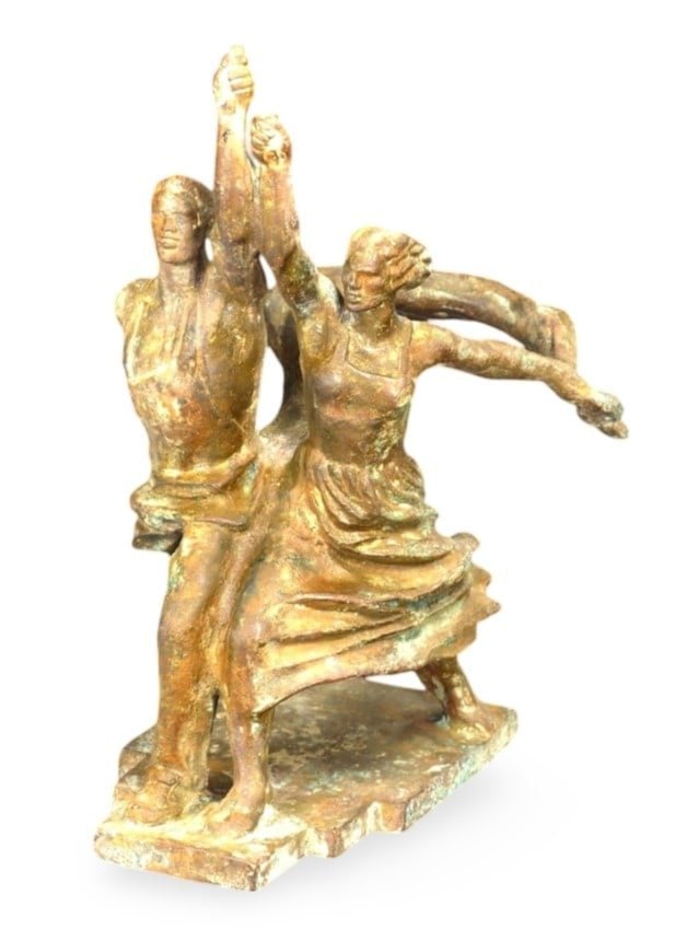 Soviet Art Worker and Collective Farmer Bronze Sculpture, Early 20th Century (1 of 5)
