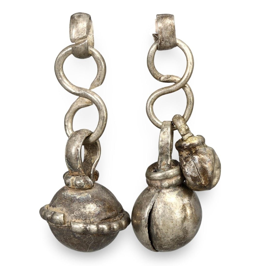 Lot of 2 Ancient Medieval Viking / Celtic Silver Pendant Ornament, 9th-11th Century: This silver pendant ornament from the Ancient Medieval period, dating back to the 9th-11th century, is a remarkable example of Viking and Celtic craftsmanship. Such pendants were often used as amulets