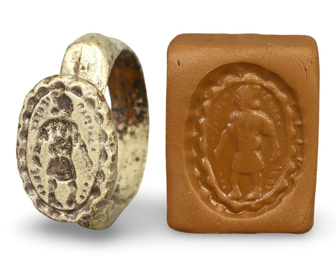 Late Medieval Ottoman Dynasty Silver Gilt Signet Ring, 15th-16th Century 8.5 US (1 of 4)