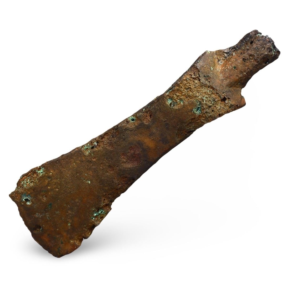 Ancient Luristan Battlefield Bronze Anthropomorphic Axe Head, c. 1000-650 BCE: This bronze anthropomorphic axe head from Ancient Luristan, dating back to c. 1000-650 BCE, has been expertly cleaned to reveal its original form and intricate details. Such axe heads were not only fu