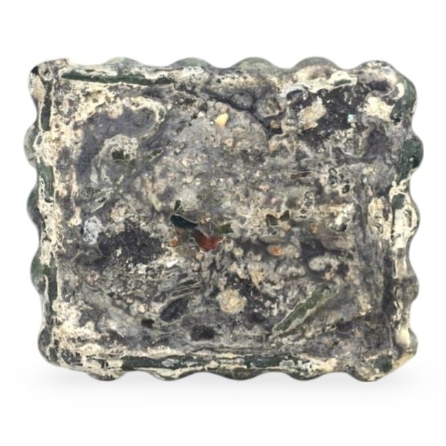Ancient Middle Medieval Ghaznavid Empire Glass Belt Buckle, 10th-12th Century: This glass belt buckle hails from the Ghaznavid Empire, dating back to the Middle Medieval period between the 10th and 12th centuries. The buckle, crafted from glass, showcases the intricate and sophi