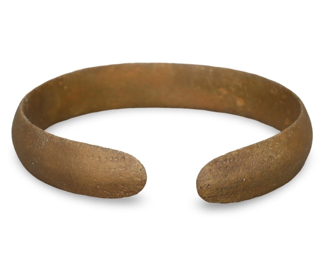 Authentic Ancient Medieval Viking / Celtic / Livonian Bronze Bracelet, 11th-13th Century: This bronze bracelet, dating from the 11th to 13th century, embodies the craftsmanship of the Medieval period, possibly originating from Viking, Livonian, Anglo-Saxon, Celtic, Germanic, Latgalian, Car