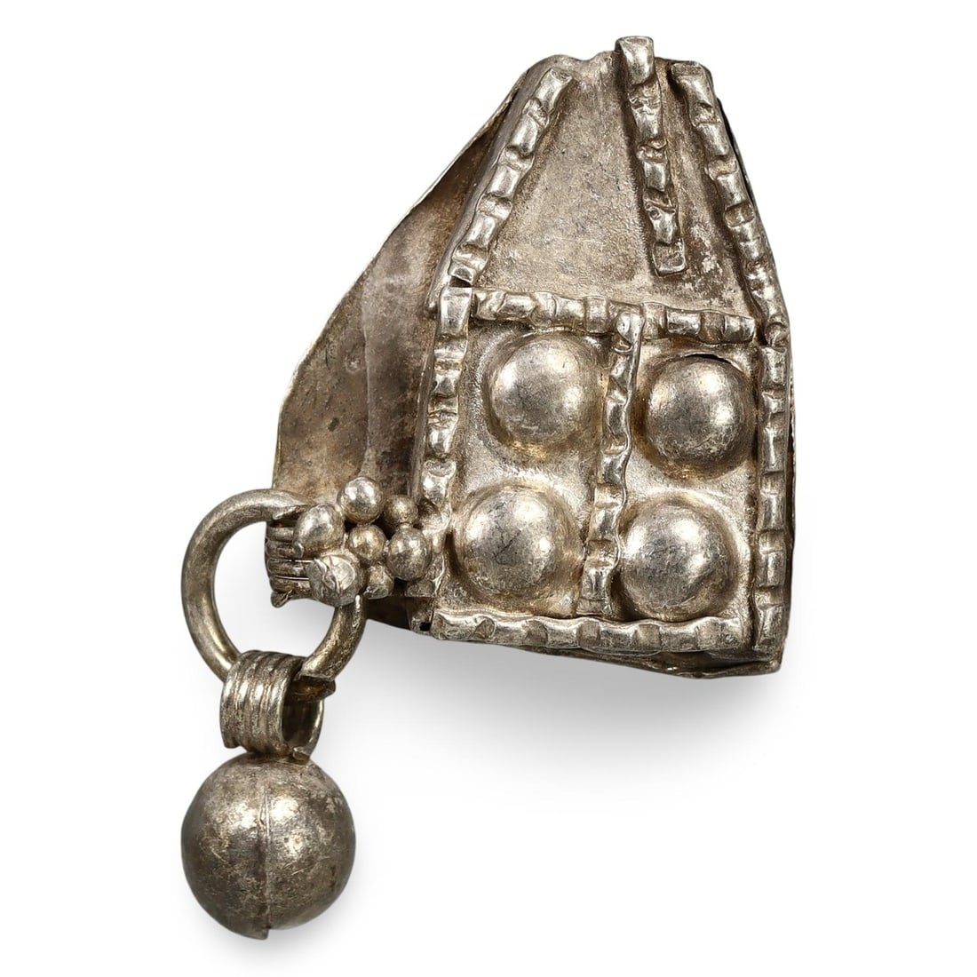 Ancient Medieval Viking / Celtic Silver Pendant Ornament, 9th-11th Century: This silver pendant ornament from the Ancient Medieval period, dating back to the 9th-11th century, is a remarkable example of Viking and Celtic craftsmanship. Such pendants were often used as amulets