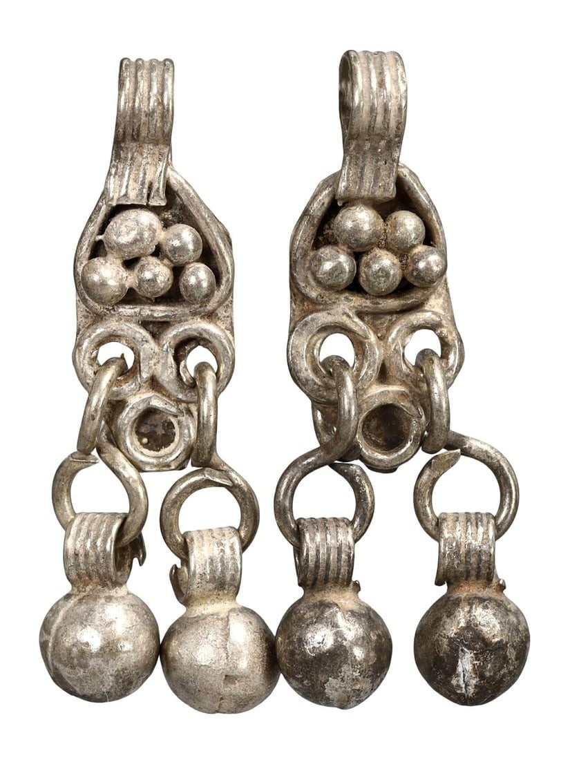 Lot of 2 Ancient Medieval Viking / Celtic Silver Pendant Ornament, 9th-11th Century (1 of 2)