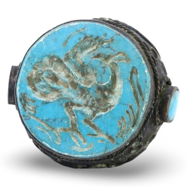 Turkish Nomad Tribe Silver with Animal Motif Intaglio Ring, late 19th-early 20th Century (1 of 4)