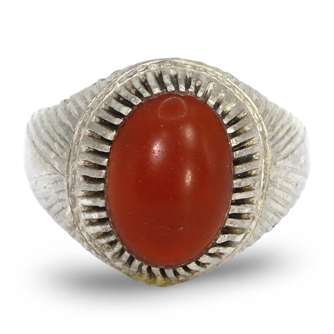 Late Medieval European Men's Silver Ring with Gems, 16th-18th Century 10.25 US (1 of 2)