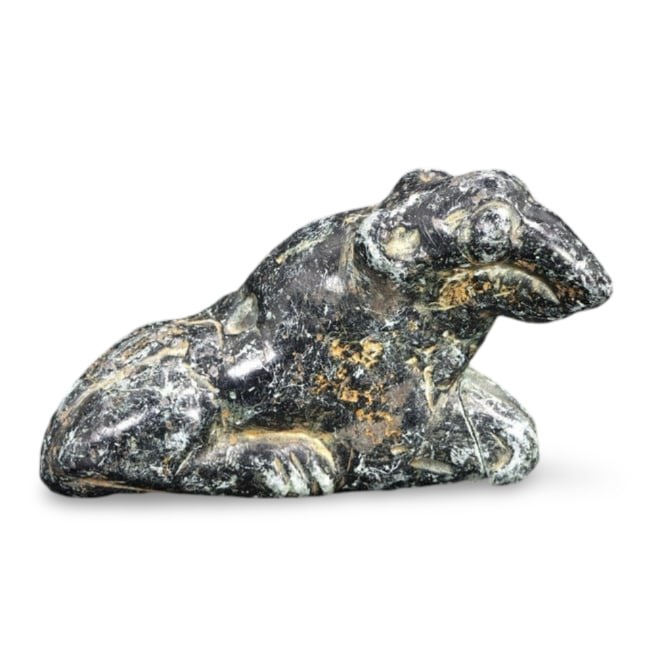 Ancient Mesopotamian Panther Figurine Statuette, 2nd Millennium BCE: This ancient Mesopotamian panther figurine, dating back to the 2nd millennium BCE, is a captivating piece of history. Expertly carved from stone, this figurine showcases the artistic skill and cultura