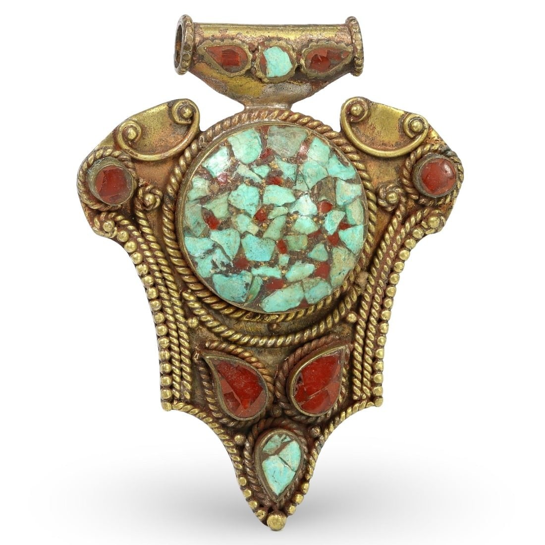 Post-Medieval Silver-Gilded Amulet Pendant, Central Asia, Tajikistan, 1880-1920 (1 of 2)