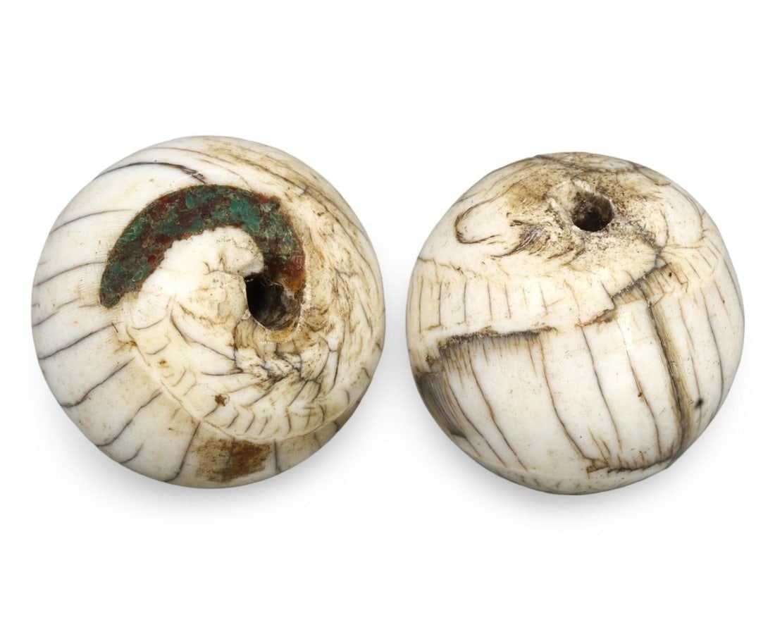Post Medieval Period Sino Tibetan Tribal Inlaid Conch Shell Beads, 17th-19th Century (1 of 1)