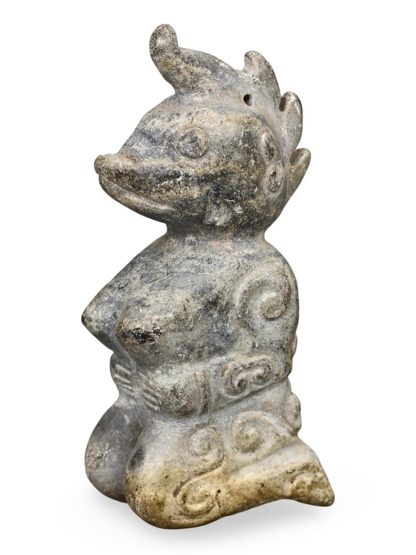 Ancient Medieval Eurasian Steppe Anthropomorphic Figurine Sculpture, 12th-15th Century: This anthropomorphic figurine sculpture from the ancient medieval period of the Eurasian Steppe dates back to the 12th-15th century. Crafted with meticulous detail, this figurine represents the artist