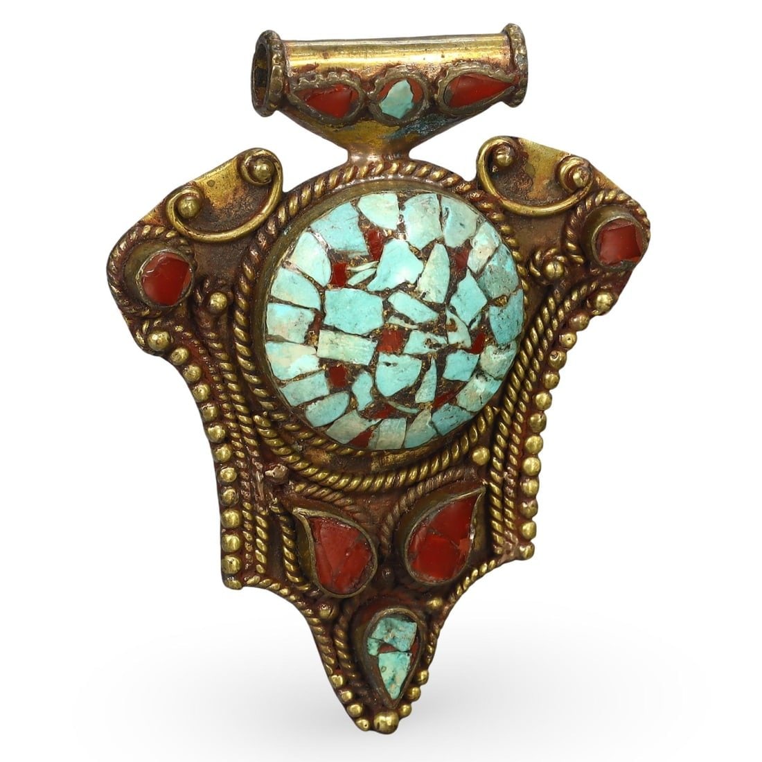 Post-Medieval Silver-Gilded Amulet Pendant, Central Asia, Tajikistan, 1880-1920 (1 of 2)