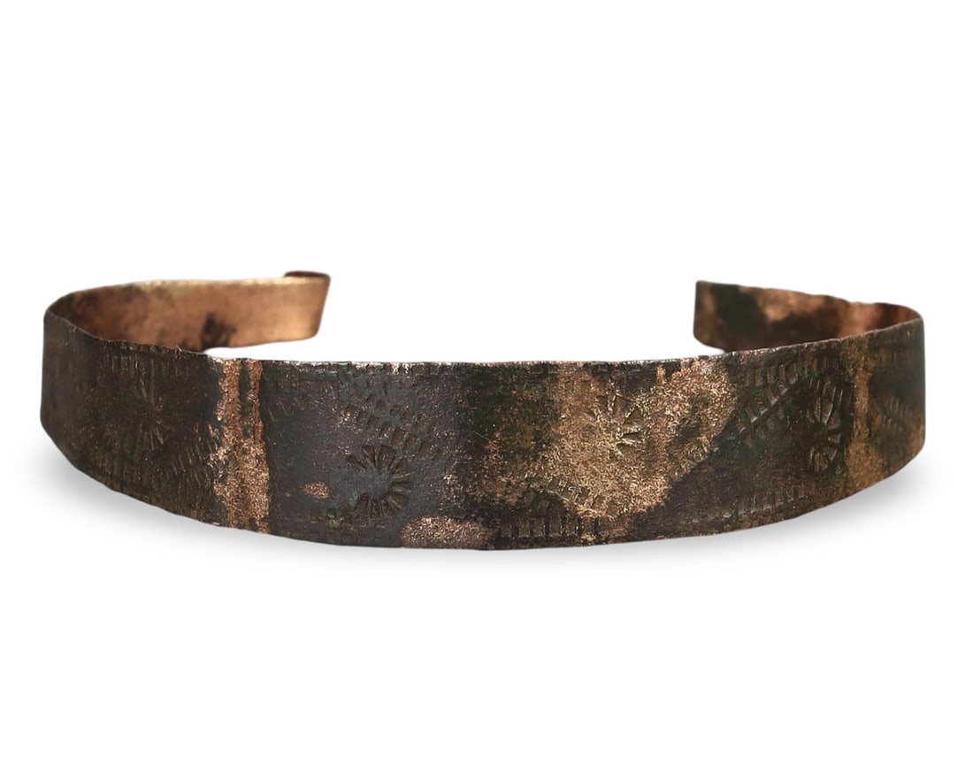 Viking-Latgalian Bronze Bangle with Scroll Terminal, Intricate Engraved Patterns, 9th-11th Century (1 of 2)