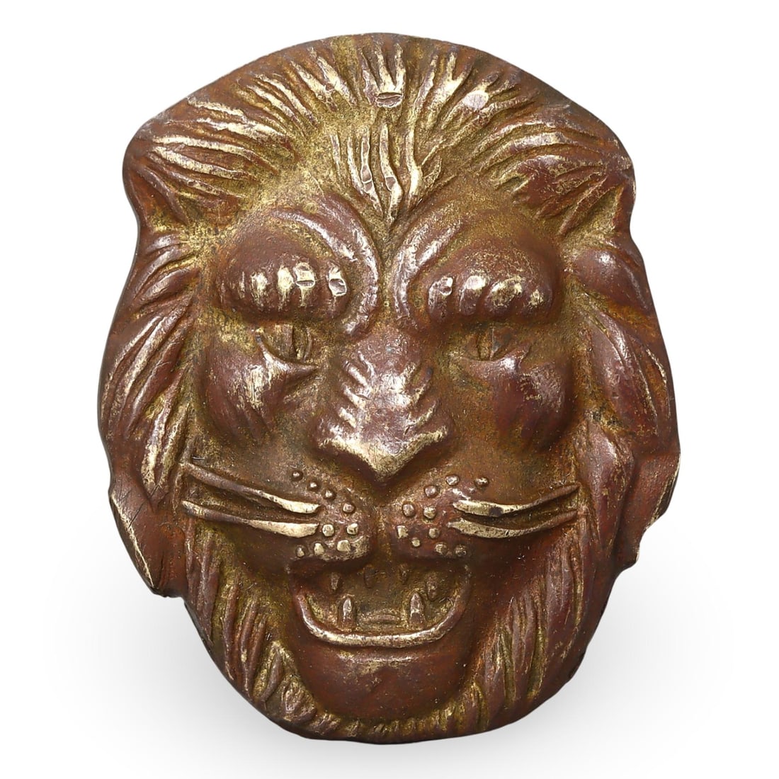 Ancient Medieval Merovingian Bronze Lion Face Sculpture, 6th-8th Century (1 of 2)