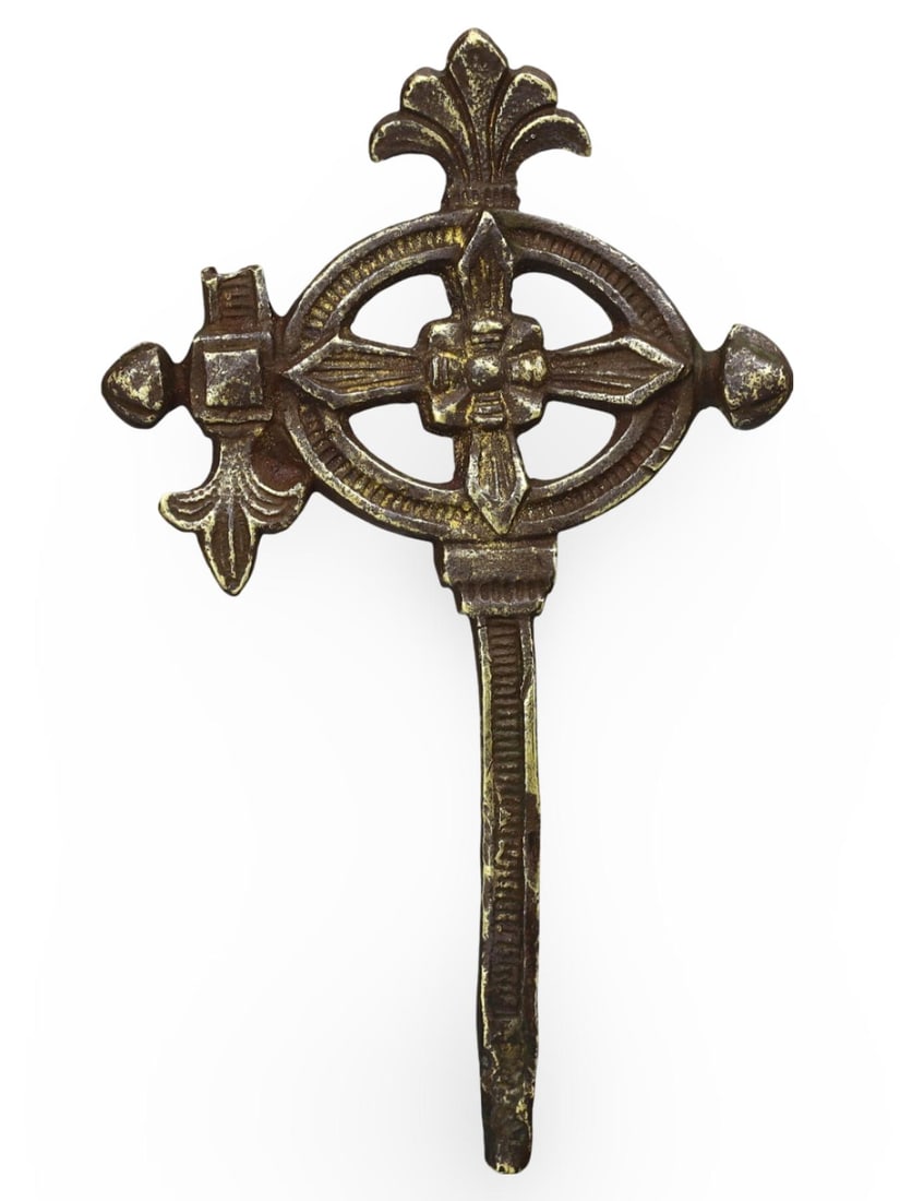 Ancient Late Medieval French Bronze Hand Cross, 12th-16th Century (1 of 2)