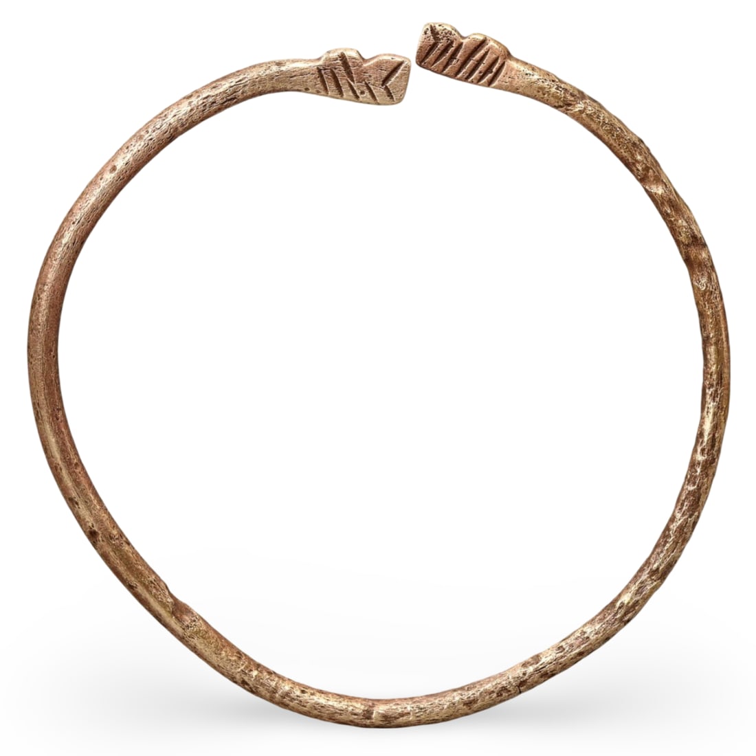 Authentic Ancient Medieval Viking / Celtic / Livonian Bronze Bracelet, 11th-13th Century: This Authentic Ancient Medieval bracelet, dating from the 11th-13th century, is a remarkable artifact from the Viking, Celtic, or Livonian cultures. Crafted from bronze, the bracelet features intricat