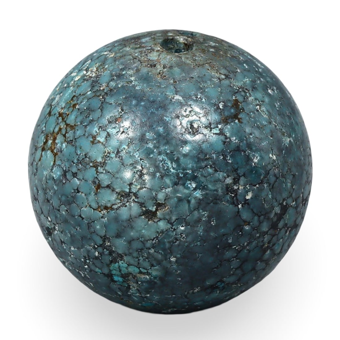 Post Medieval Sino-Tibetan Pair of Spherical Turquoise Beads, 18th-19th Century (1 of 2)