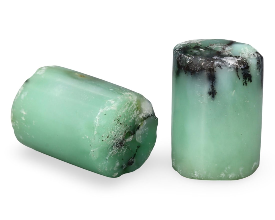 Post Medieval Indo-Himalayan Cylindrical Chrysoprase Beads, 16th-19th Century (1 of 1)
