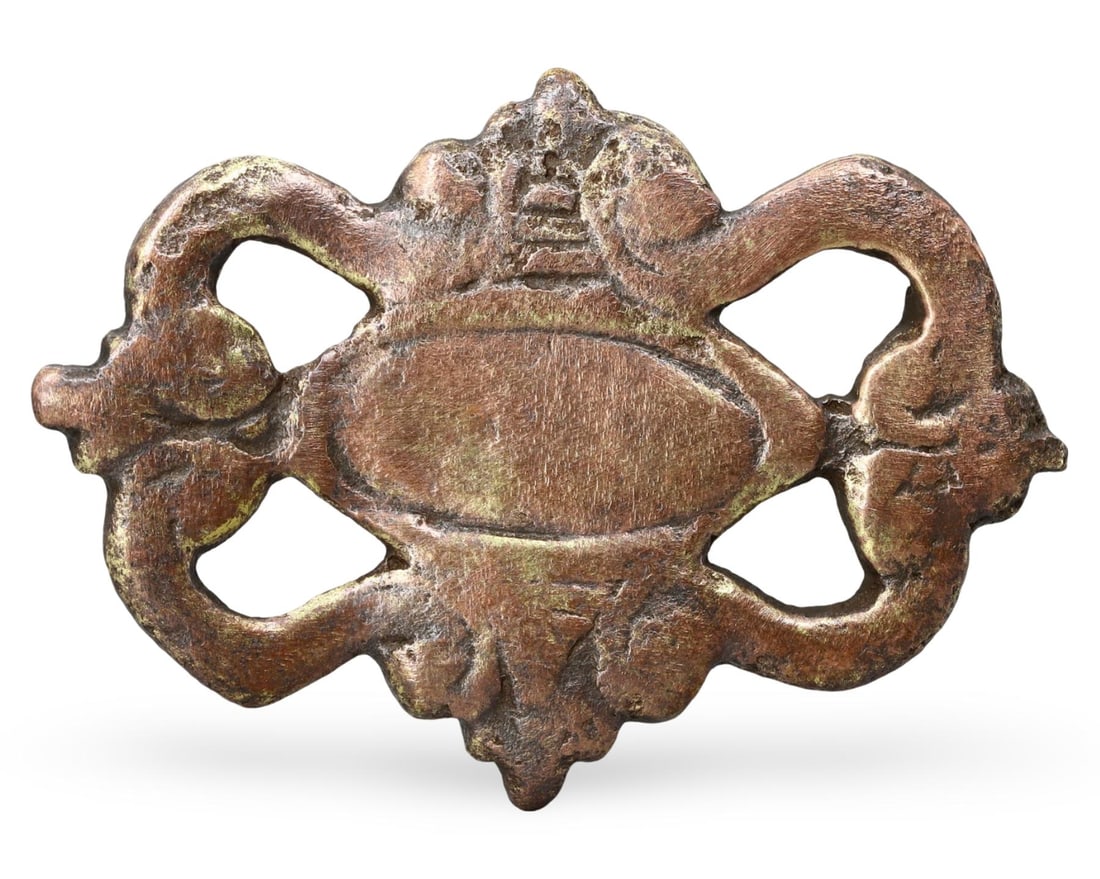Ancient Medieval Anglo-Saxon Bronze Belt Buckle with Interlaced Knot Design, 6th-9th Century (1 of 3)