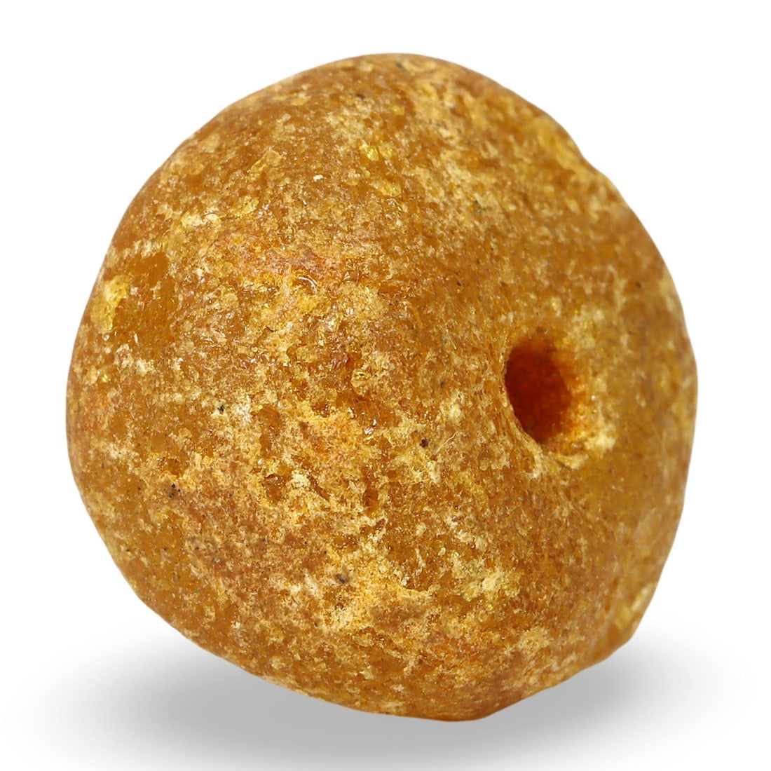 Ancient Middle Medieval Baltic Viking Amber Bead, 11th-13th Century: This ancient amber bead dates back to the Middle Medieval period, specifically between the 11th and 13th centuries, and originates from the Baltic region. Crafted from natural amber, this bead exhibit