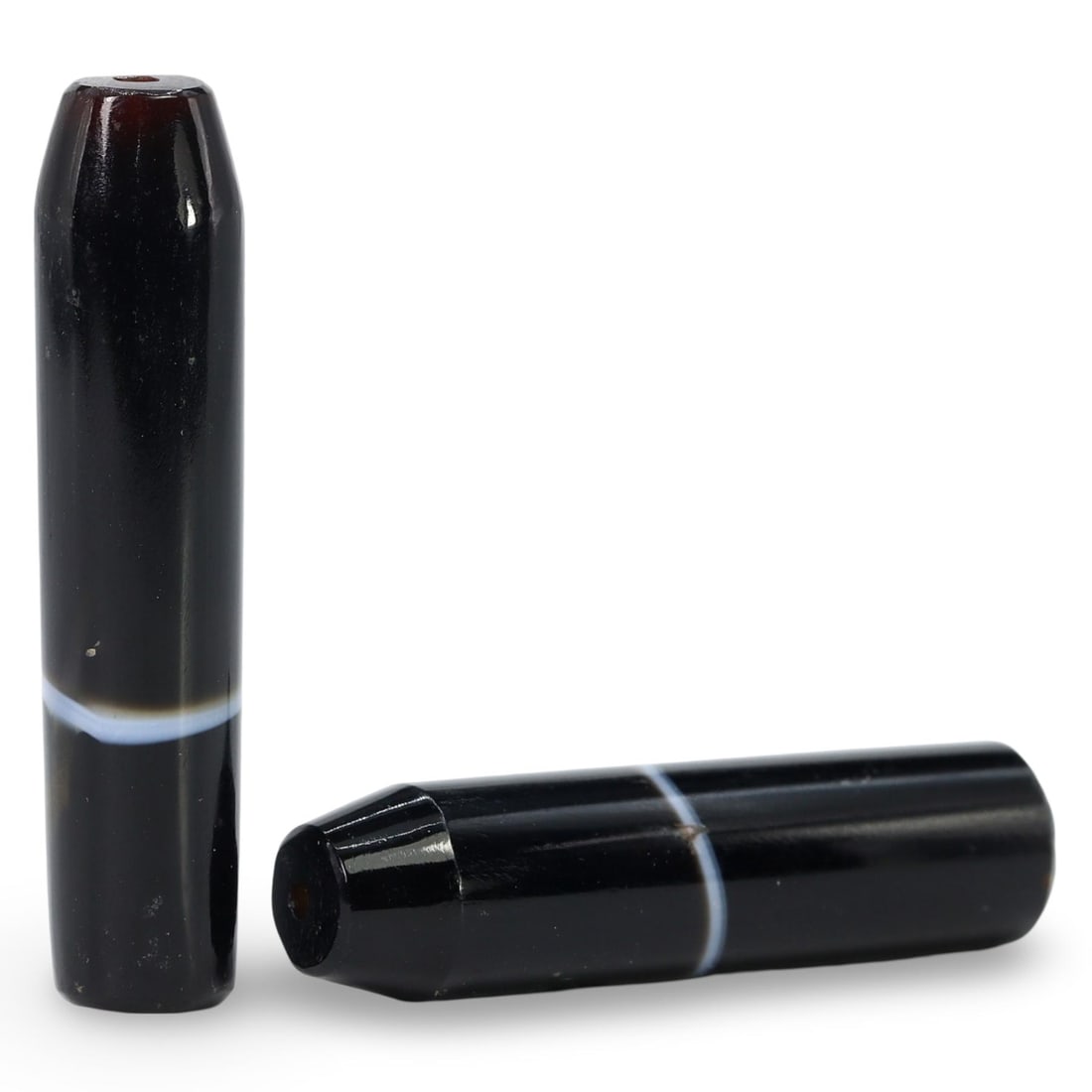 Post Medieval German Idar-Oberstein Cylindrical Striped Agate Beads, 18th-19th Century (1 of 1)