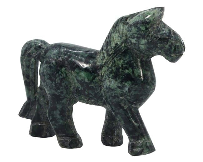Post Medieval Chinese Carved Green Jadeite Jade Horse Figurine Statuette, 20th Century (1 of 2)
