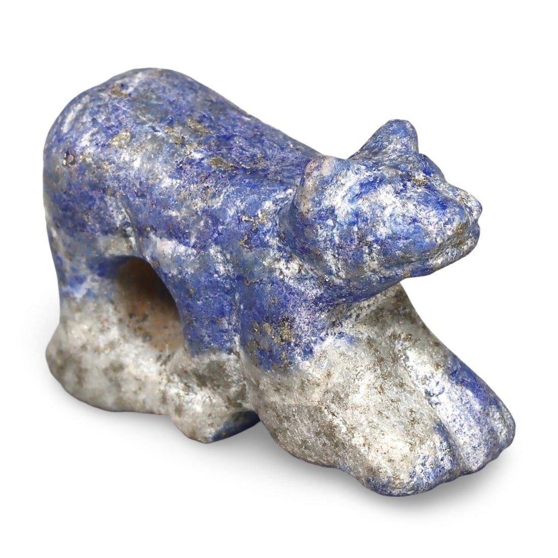 Ancient Egyptian Lapis Lazuli Amulet Carved in the Shape of a Feline: No reserve is set for any lot; the starting price is the basic price of the lot without reserve. We are delighted to present an extraordinary collection of jewelry and artifacts spanning various histo