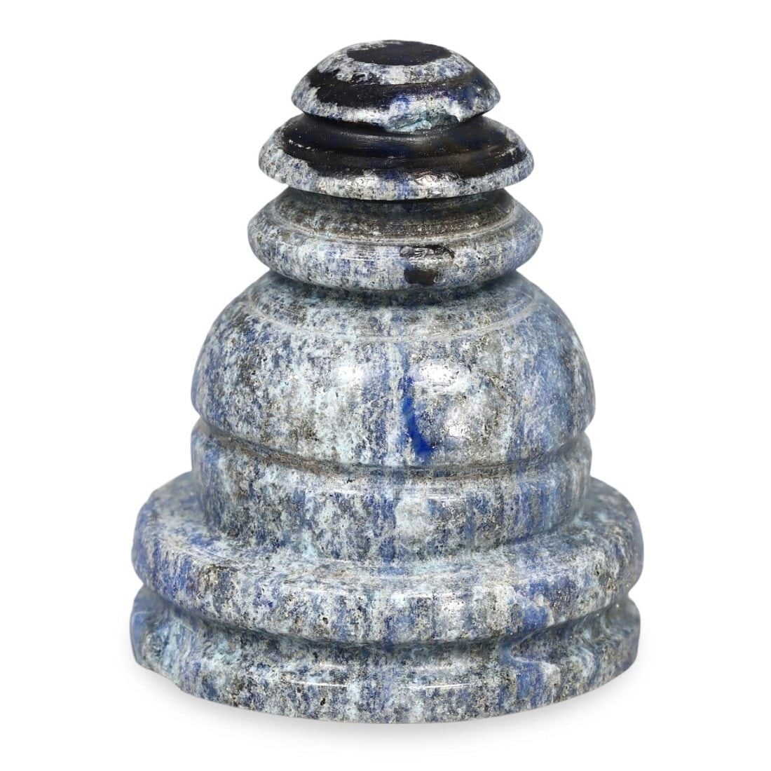 Ancient Late Medieval Badakhshan Plateau Lapis Lazuli Stupa Shape Ornament, 15th-17th Century: This ancient ornament from the Late Medieval period, crafted from lapis lazuli and shaped like a stupa, originates from the Badakhshan Plateau in present-day Afghanistan. Dating from the 15th to 17th 