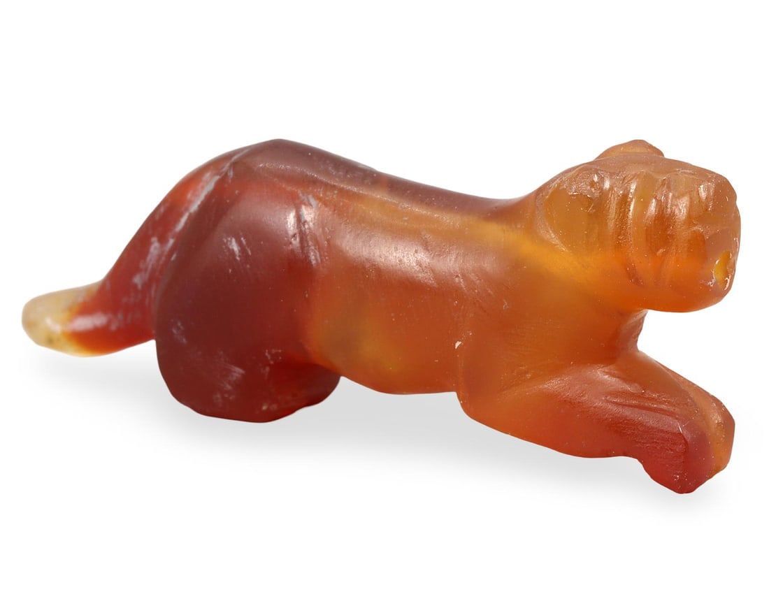 Ancient Burmese Pagan Period Pyu Zoomorphic Tiger Amulet Bead, 9th-13th Century (1 of 3)