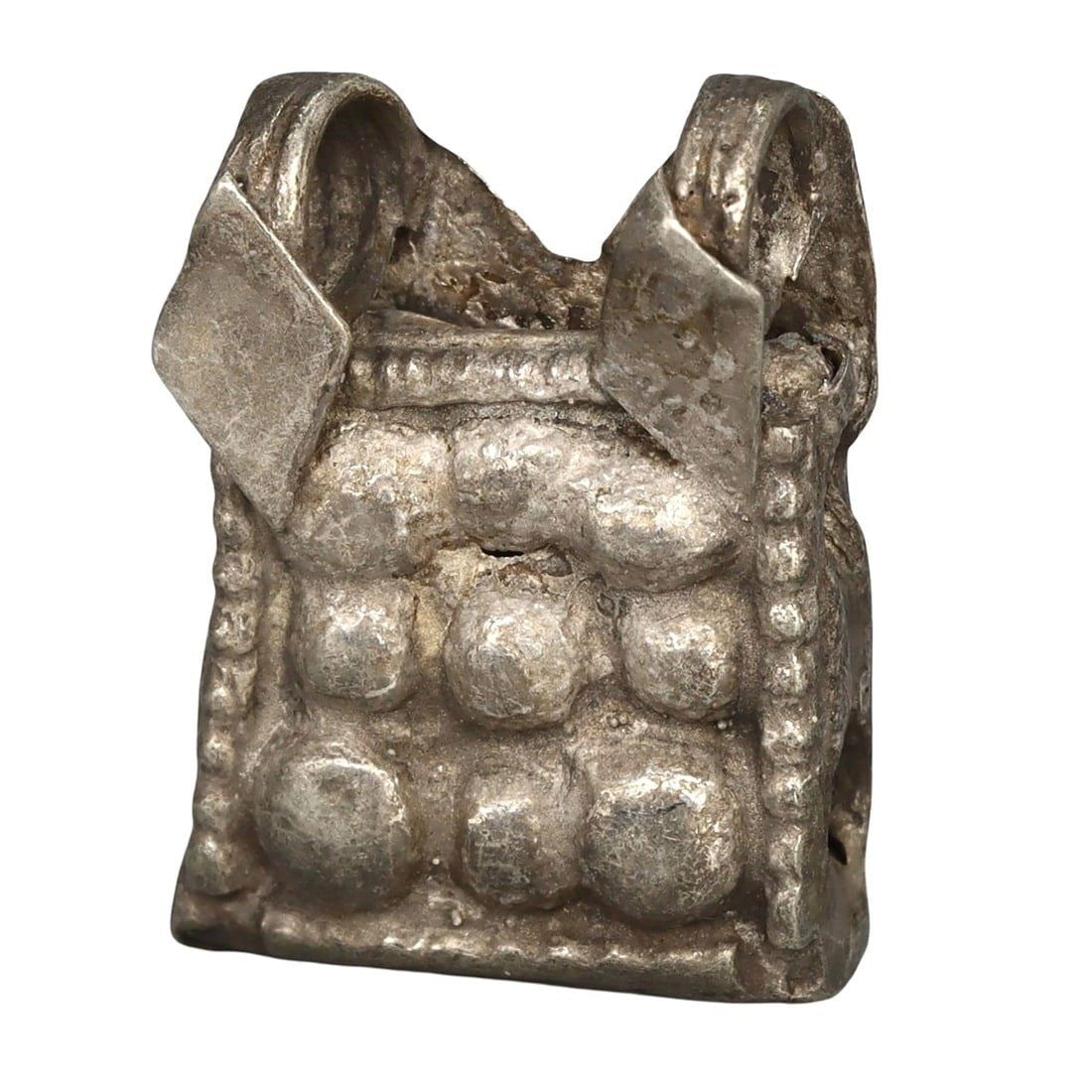 Ancient Medieval Viking / Celtic Silver Pendant Ornament, 9th-11th Century: This silver pendant ornament from the Ancient Medieval period, dating back to the 9th-11th century, is a remarkable example of Viking and Celtic craftsmanship. Such pendants were often used as amulets