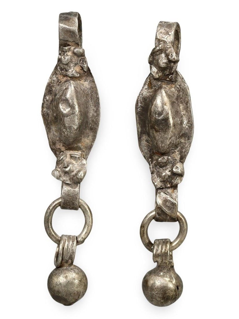 Lot of 2 Ancient Medieval Viking / Celtic Silver Pendant Ornament, 9th-11th Century (1 of 2)