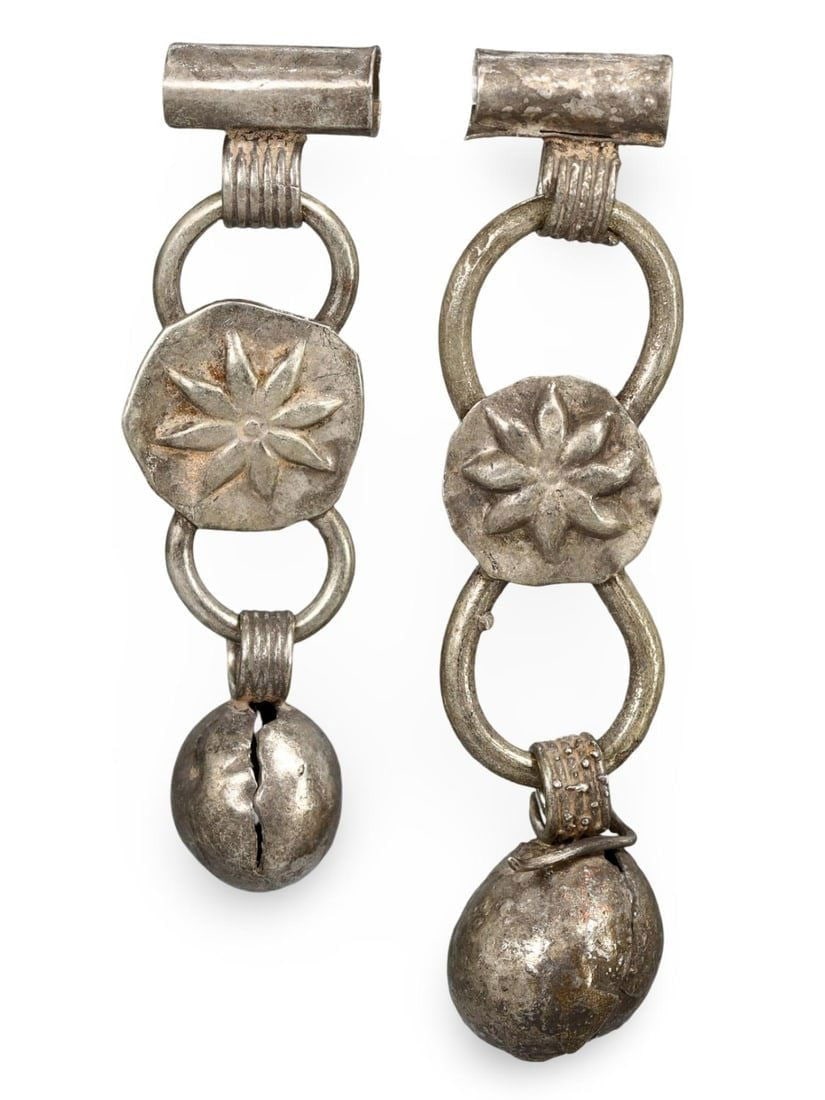 Lot of 2 Ancient Medieval Viking / Celtic Silver Pendant Ornament, 9th-11th Century: This silver pendant ornament from the Ancient Medieval period, dating back to the 9th-11th century, is a remarkable example of Viking and Celtic craftsmanship. Such pendants were often used as amulets