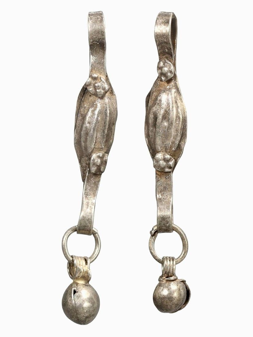 Lot of 2 Ancient Medieval Viking / Celtic Silver Pendant Ornament, 9th-11th Century (1 of 2)