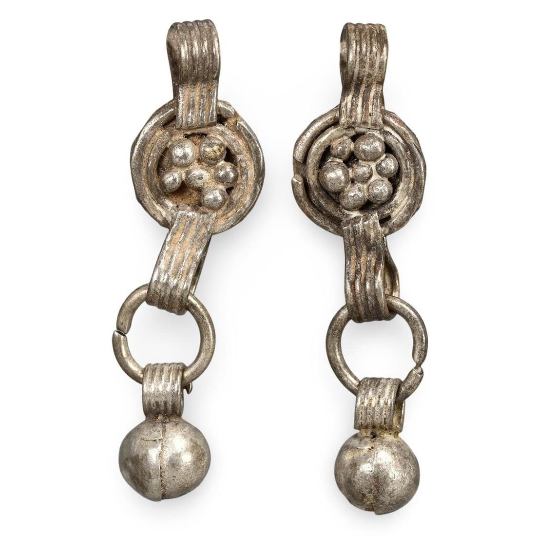 Lot of 2 Ancient Medieval Viking / Celtic Silver Pendant Ornament, 9th-11th Century: This silver pendant ornament from the Ancient Medieval period, dating back to the 9th-11th century, is a remarkable example of Viking and Celtic craftsmanship. Such pendants were often used as amulets