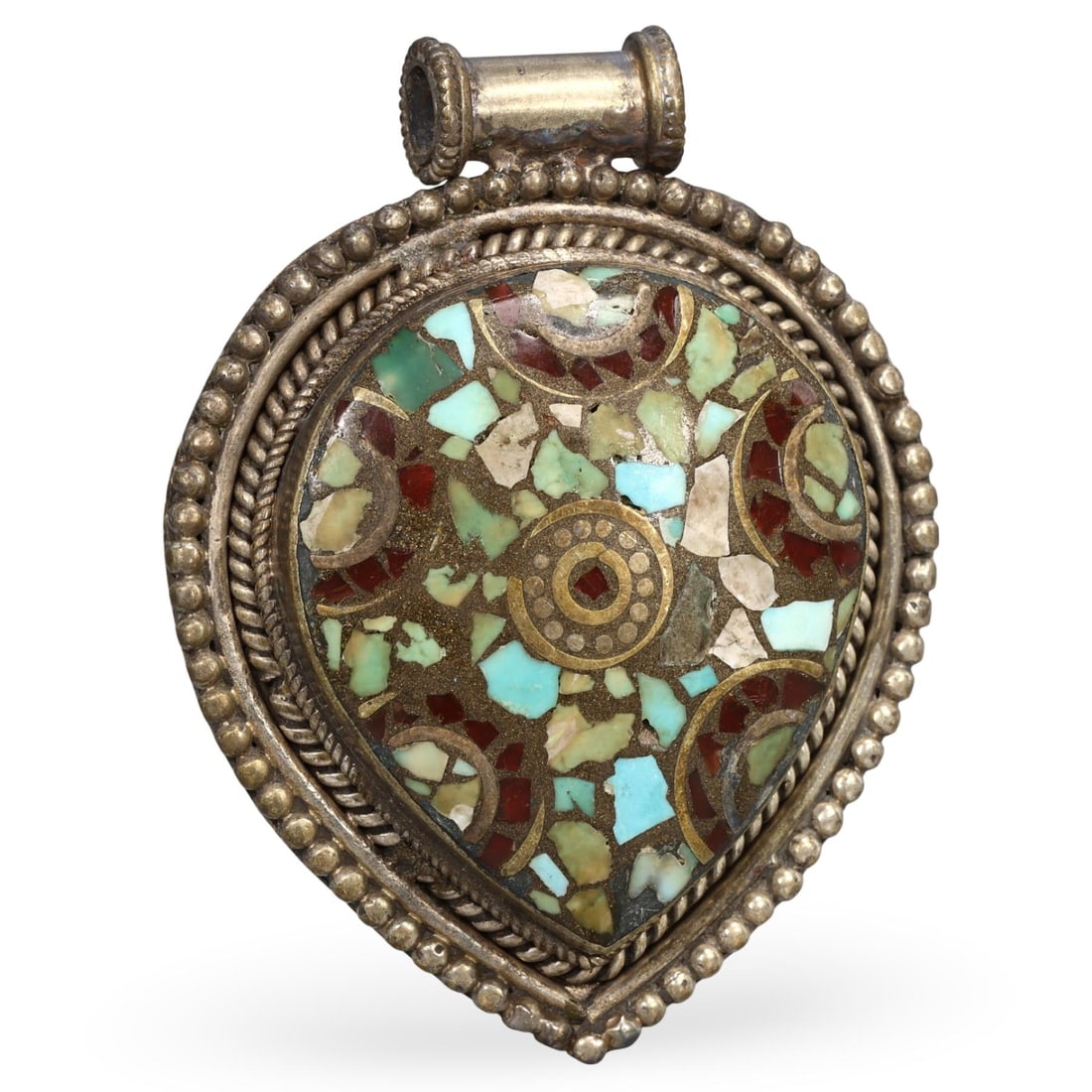 Post-Medieval Silver-Gilded Amulet Pendant, Central Asia, Tajikistan, 1880-1921 (1 of 2)