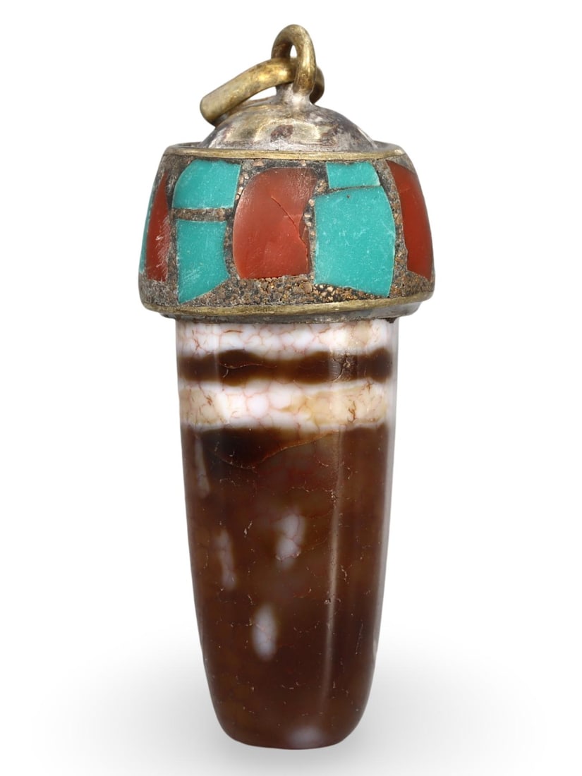 Post Medieval Sino-Tibetan Agate Dzi Bead Pendant, 16th-19th Century (1 of 2)